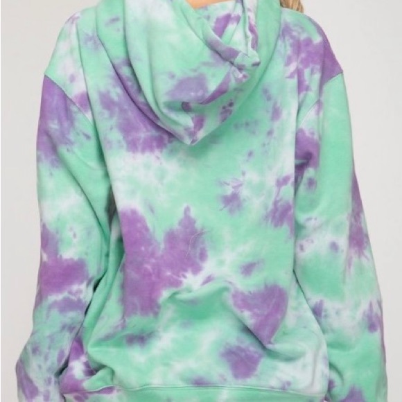 ✨HOST PICK! She + Sky women purple/green french terry tie dye hoodie sweatshirt - Picture 2 of 2